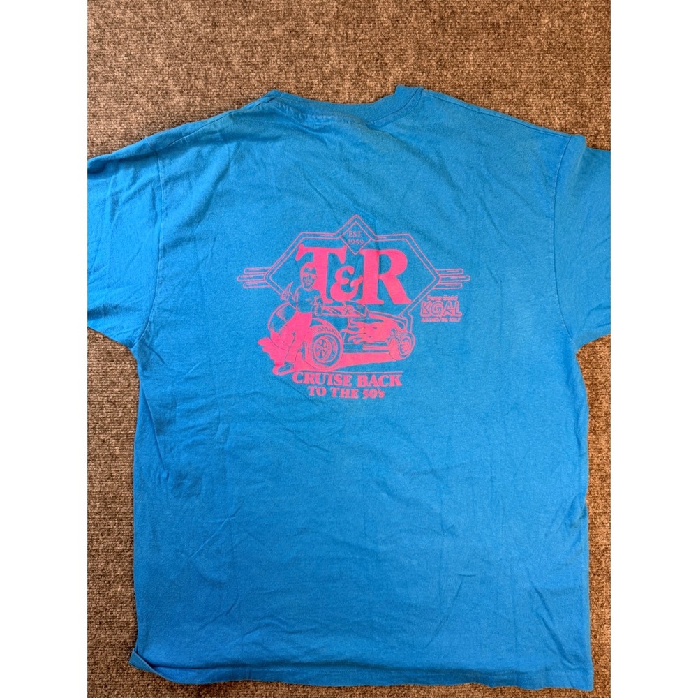 Vintage Hanes Beefy-T Shirt XL Blue Cruise Back to the 50s USA Graphic Tee Car